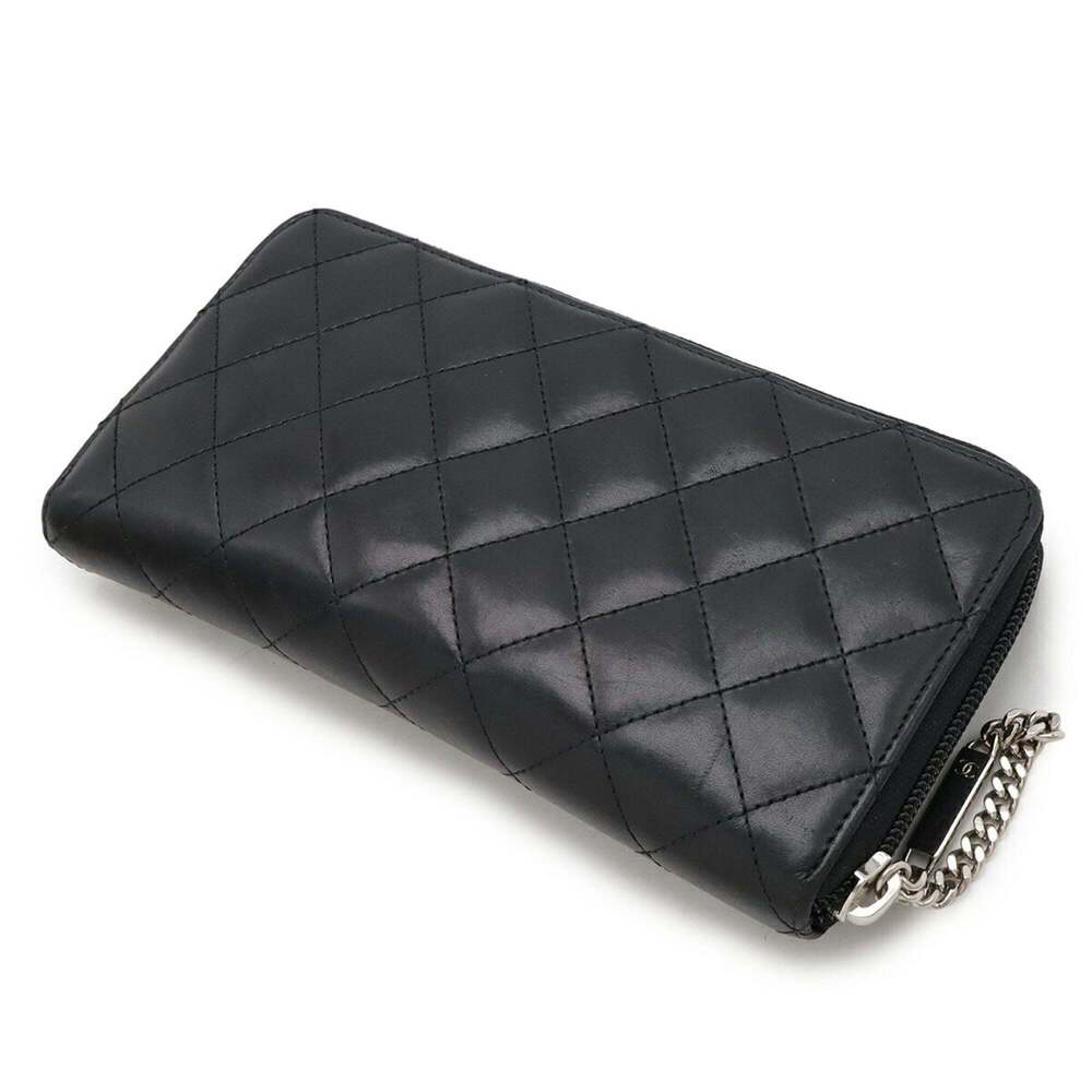 CHANEL Authentic Black Leather Logo Wallet - Picture 3 of 10